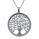 Collier acier - arbre de vie - satiné - diamètre 3cm - 45+5cm