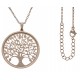 Collier acier rosé - arbre de vie - satiné - diamètre 3cm - 45+5cm