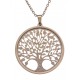 Collier acier rosé - arbre de vie - satiné - diamètre 3cm - 45+5cm