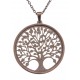 Collier acier café - arbre de vie - satiné - diamètre 3cm - 45+5cm