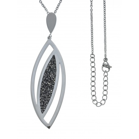 Collier acier - cristal rock - 45+5cm