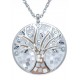 Collier en acier - nacre - émail - arbre de vie - 45cm