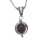 Collier argent rhodié 3,4g - boule œil de tigre 6mm - 38+5cm