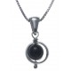 Collier argent rhodié 3,4g - boule onyx 6mm - 38+5cm