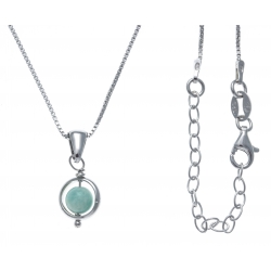 Collier argent rhodié 3,4g - boule amazonite 6mm - 38+5cm