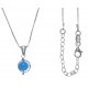 Collier argent rhodié 3,4g - boule agate bleue 6mm - 38+5cm