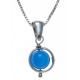 Collier argent rhodié 3,4g - boule agate bleue 6mm - 38+5cm