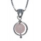 Collier argent rhodié 3,4g - boule agate rose 6mm - 38+5cm