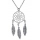 Collier argent rhodié 4,3g - attrape rêves - 3 plumes de 2cm - diam. 1,5cm - 42+