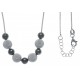 Collier argent rhodié boules 2 tons noir et rhodiés 42+3CM