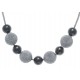 Collier argent rhodié boules 2 tons noir et rhodiés 42+3CM