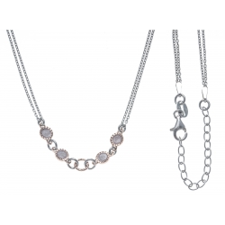 Collier argent rhodié 3,7g - 2 tons - rosé et rhodié - 2 chaines - 40+5cm