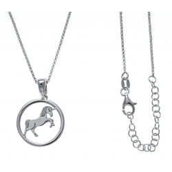 Collier argent rhodié 4,2g - licorne - diamètre 20mm - 40+5cm