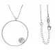 Collier argent rhodié 4,2g - rond - cristal de swarovski - 40+5cm