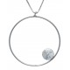 Collier argent rhodié 4,2g - rond - cristal de swarovski - 40+5cm