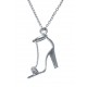 Collier argent rhodié 3,4g - talon aiguille - zircons - 40+5cm