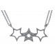 Collier argent rhodié 4,2g - 3 étoiles - zircons - 2 chaines - 40+5cm