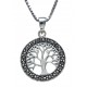 Collier argent rhodié 3,8g - arbre de vie - marcassites - diamètre 1,5cm - 38+5