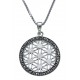 Collier argent rhodié 4,8g - fleur de vie - marcassites - diamètre 2cm - 40cm