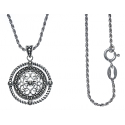 Collier argent rhodié 6,3g - marcassites - diamètre 2cm - 45cm