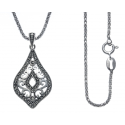 Collier argent rhodié 5,9g - marcassites - 45cm