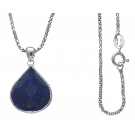 Collier argent rhodié 5,5g - lapis lazulli - 45cm