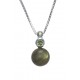 Collier argent rhodié 2,9g - labradorite - péridot - 40cm