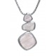 Collier argent rhodié 6,2g - quartz rose - 45cm