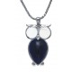 Collier argent rhodié 6,6g - hibou - agate - sodalite - 45cm