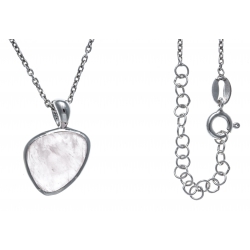 Collier argent rhodié 3,3g - quartz rose - 38+5cm