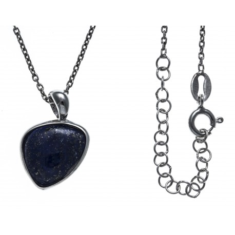 Collier argent rhodié 3,3g - lapis lazulli - 38+5cm