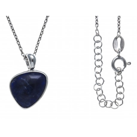 Collier argent rhodié 3,3g - sodalite - 38+5cm