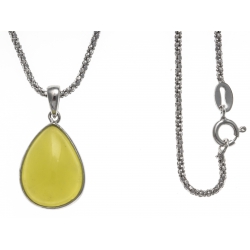 Collier argent rhodié 4,1g - serpentine citron vert - 45cm