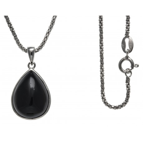 Collier argent rhodié 4,1g - ONYX - 45cm