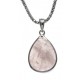 Collier argent rhodié 4,1g - quartz rose - 45cm