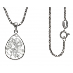 Collier argent rhodié 4,1g - quartz - cristal de roche - 45cm