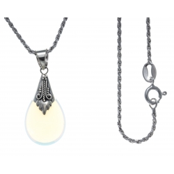 Collier argent 4,2g - opalite véritable - 45cm