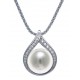 Collier argent rhodié 5,4g - perle de culture véritable - zircons - 45cm