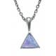 Collier argent rhodié 3g - opale bleu synthéthique - 38+5cm