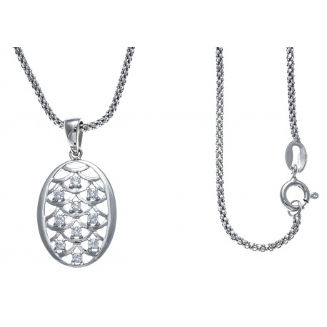 Collier argent rhodié 4,9g - zircons - 45cm