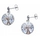 Boucles d'oreille acier - nacre - email - arbre de vie