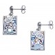 Boucles d'oreille acier - nacre - email