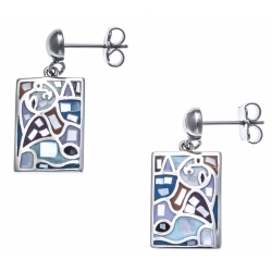 Boucles d'oreille acier - nacre - email