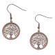 Boucles d'oreille acier café - arbre de vie - satiné - diamètre 2cm