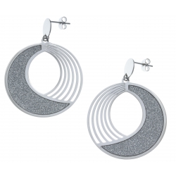 Boucles d'oreille acier - satiné - diamètre 4cm