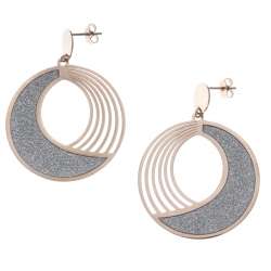 Boucles d'oreille acier rosé -  satiné - diamètre 4cm