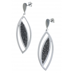 Boucles d'oreille acier - cristal rock