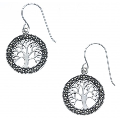 Boucles d'oreille argent rhodié 3,5g - arbre de vie - 1,5cm