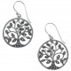 Boucles d'oreille argent rhodié 5g - arbre de vie - marcassites - diamètre 2cm