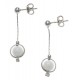 Boucles d'oreille argent rhodié 2,4g - pendante fil 2cm - boule agate blanche 6m